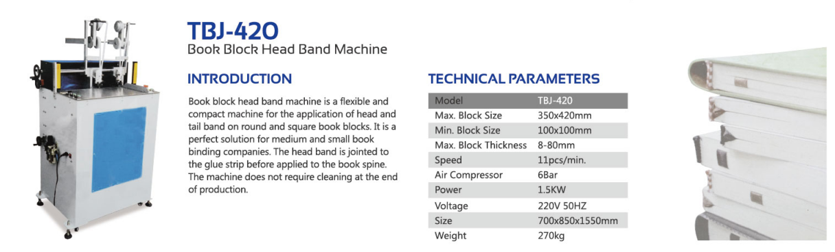 Buch-Blockkopf-Banding-Maschine